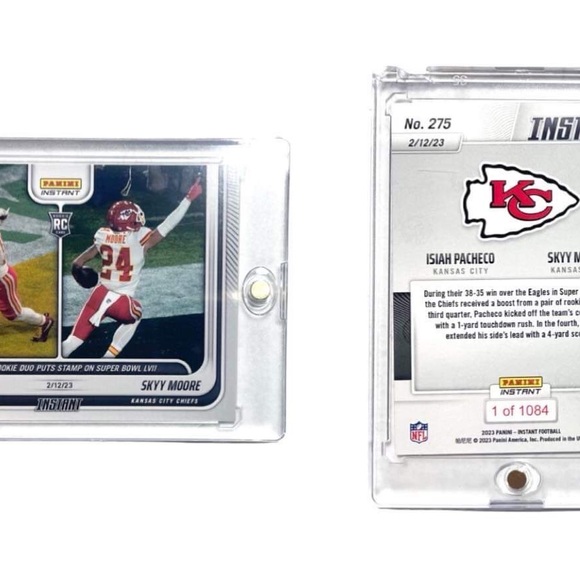 2022 Panini Instant Isiah Pacheco/Skyy Moore SUPER BOWL LVII KC #275 RC 1/1084 - Picture 3 of 13